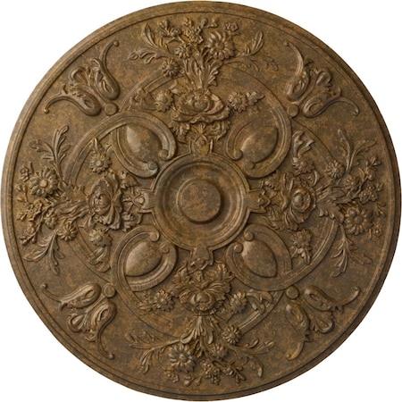 Ekena Millwork Baile Ceiling Medallion (Fits Canopies up to 6"), Hand-Painted Rubbed Bronze, 31 1/4"OD x 2 1/4"P CM31BARZS